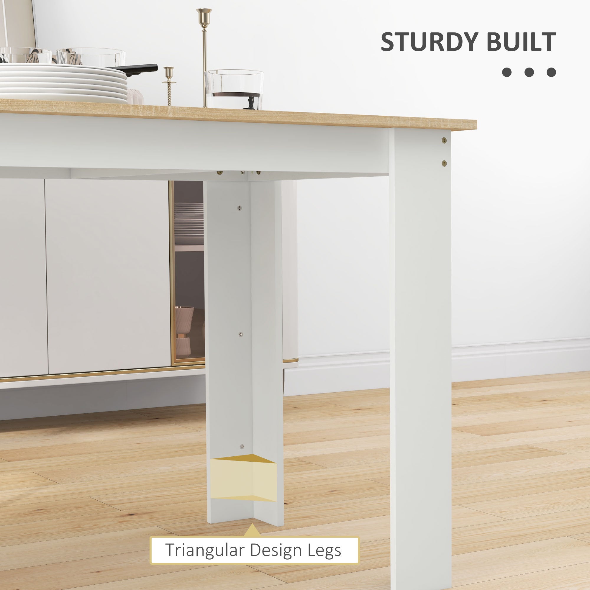 HOMCOM Dining Table for 4-6 People, Kitchen Table with Wood Effect for Dining Room, Oak and White 