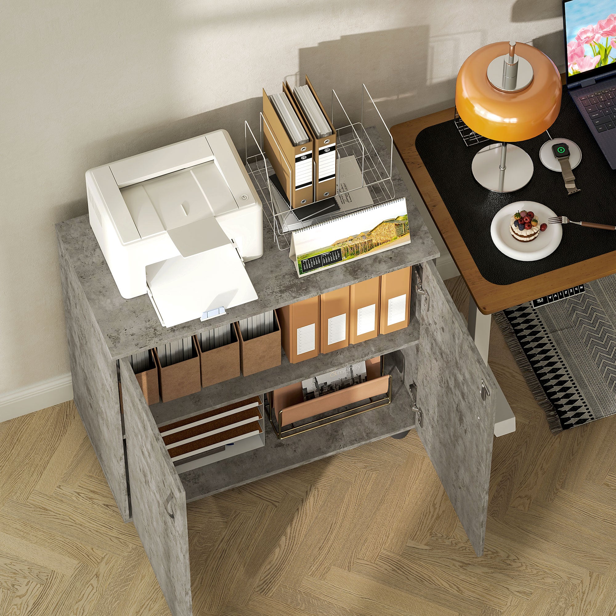 Vinsetto Two-Tier Locking Office Storage Cabinet - Grey 