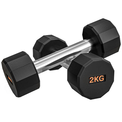 SPORTNOW 2 x 2kg Dumbbells Weights Set with 12-Sided Shape and Non-Slip Grip for Men Women Home Gym Workout 