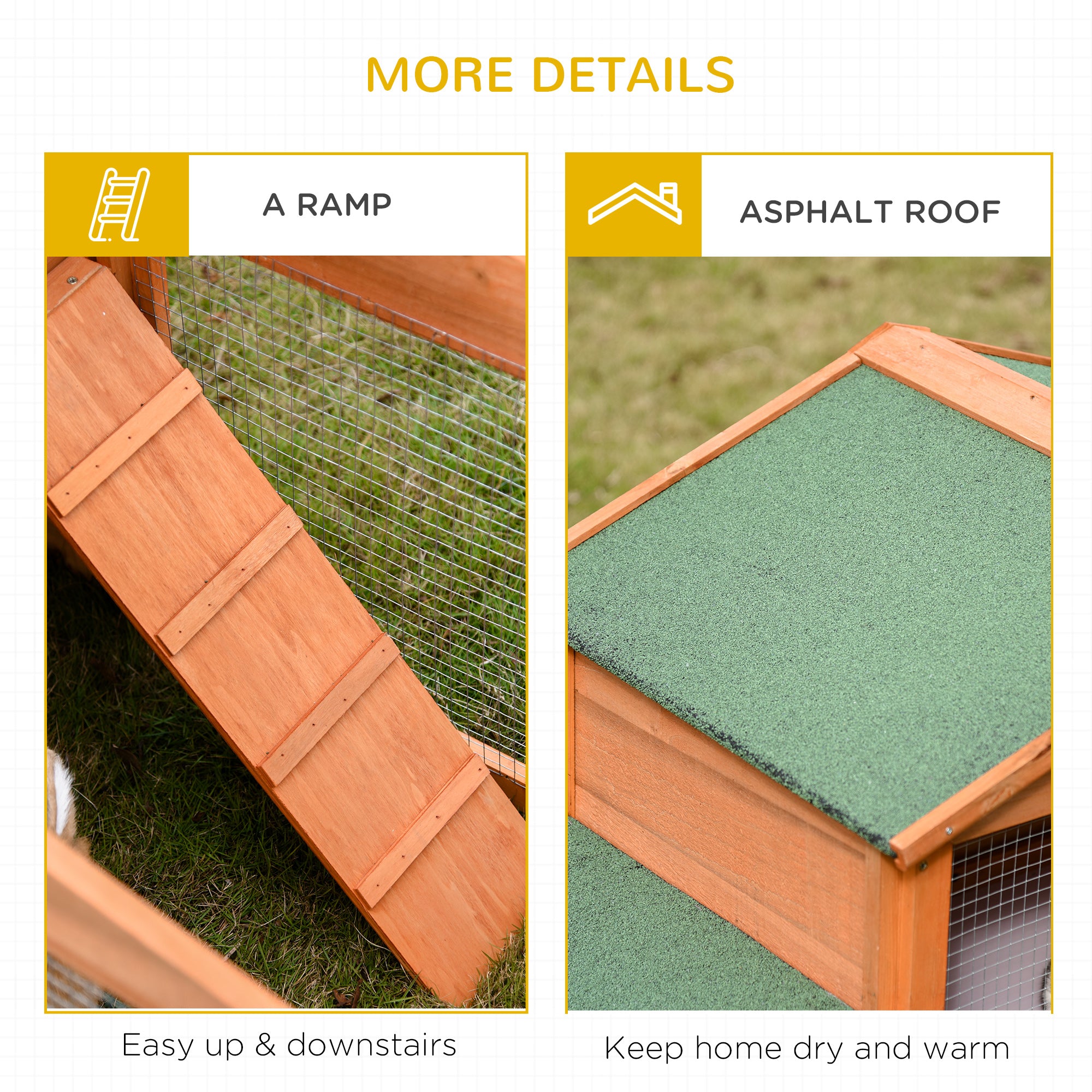 PawHut Large Rabbit Hutch Outdoor, Guinea Pig Hutch, Wooden Small Animal House, with Rabbit Run, 215 x 63 x 97 cm 