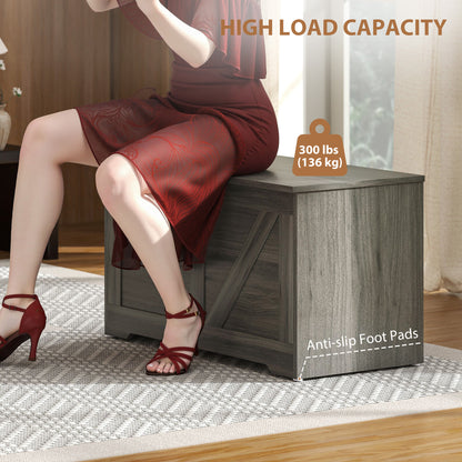 HOMCOM 100L Home Storage Box, with Safety Hinges - Charcoal Grey