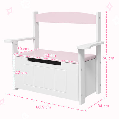 AIYAPLAY 2-in-1 Toy Box for Kids with Lid for Bedroom, Nursery, Playroom, Pink 