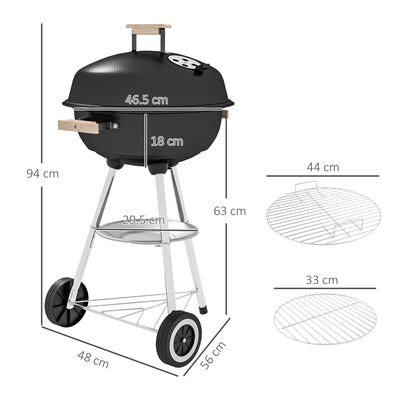 Outsunny Portable Round Kettle Charcoal Grill BBQ Smoker with Lid Outdoor Heat Control Party Patio Barbecue Garden 