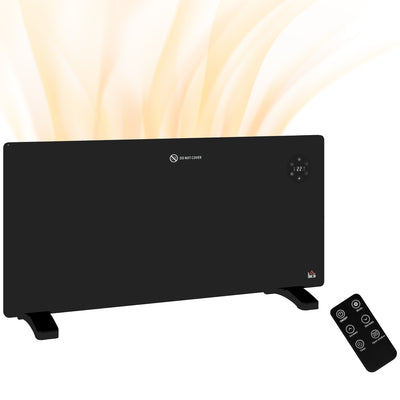 HOMCOM 2000W Electric Convector Heater, Freestanding or Wall Mounted, Space Heater with Adjustable Thermostat, Timer, Black 