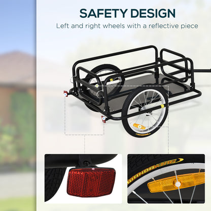 HOMCOM Bike Cargo Trailer in Steel Frame Extra Bicycle Storage Carrier with Hitch-Black 