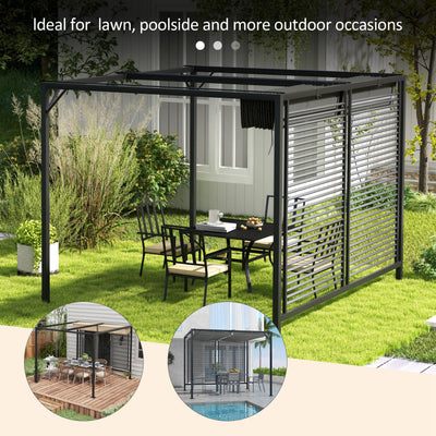 Outsunny 3 x 2.8m Metal Pergola, with Retractable Fabric Roof - Grey 