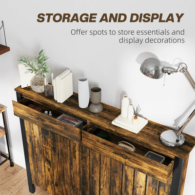 HOMCOM 93 x 119cm Rustic-Look Radiator Cover - Brown/Black 