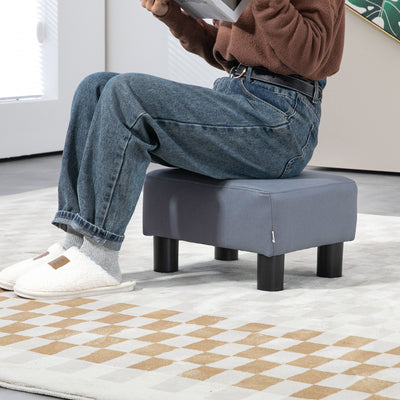 HOMCOM Microfiber Cloth Footstool, Small Foot Rest, Rectangle Sofa Stool for Bedroom Living Room, Grey 
