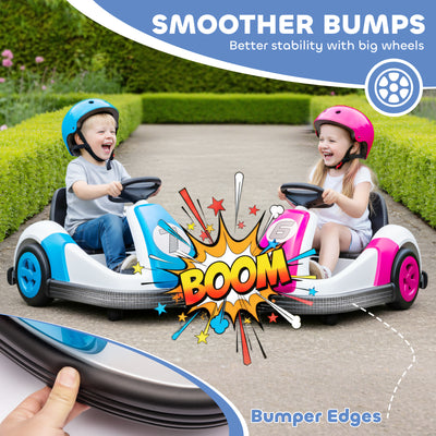 AIYAPLAY Kids Bumper Car with 360-Degree Rotation, 6V Electric Ride On Car with Music and Horn for 3-8 Years Old, Blue 