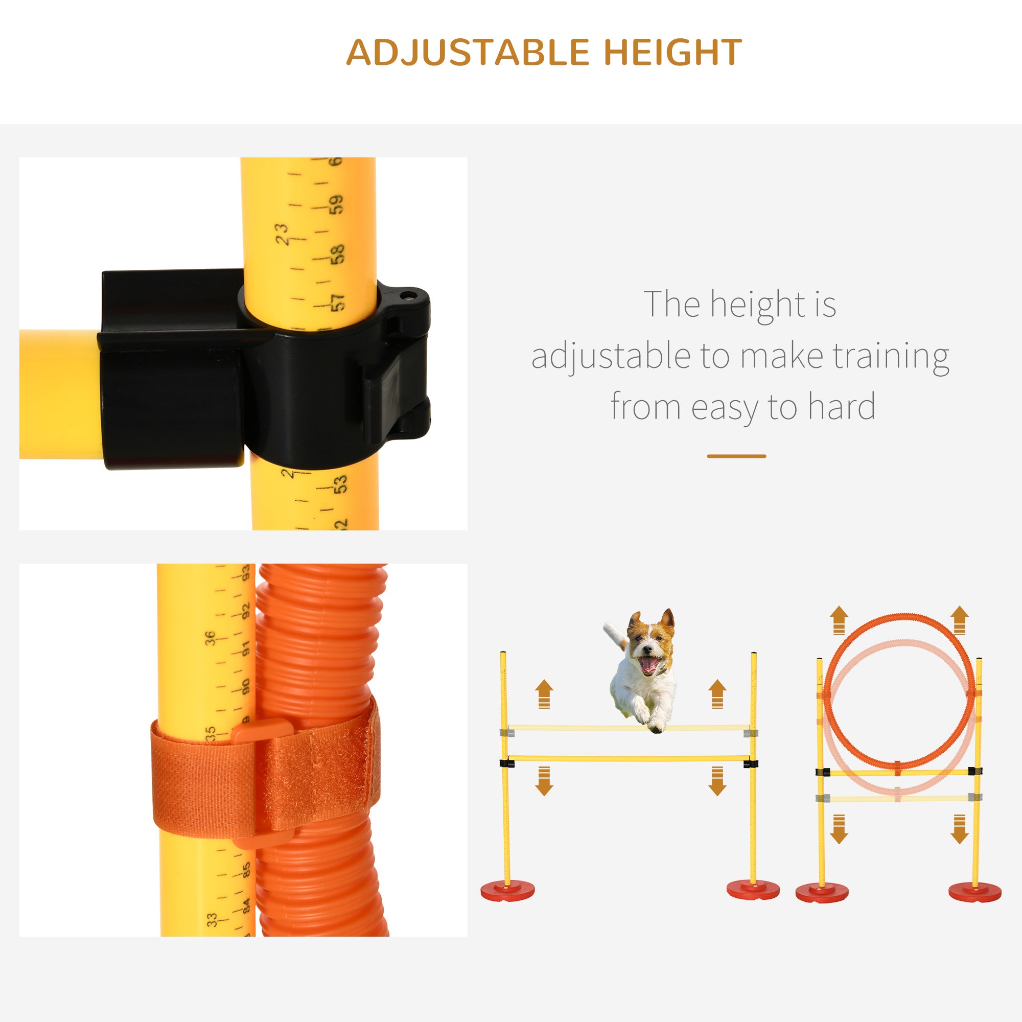 Pawhut Dog Agility Equipment Portable Pet Training Obstacle Set for Dogs 5 Pieces w/ Adjustable High Jumping Pole, Jumping Ring, Weave Poles, Tunnel 
