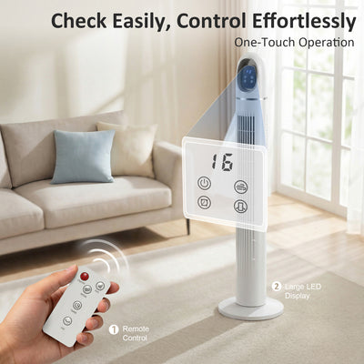HOMCOM Tower Fan for Bedroom, Standing Floor Fan with Oscillating, 3 Modes, 3 Speeds, 24 Hour Timer, White 