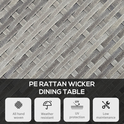Outsunny 70cm Four-Person Wood-Effect Rattan Table - Grey 