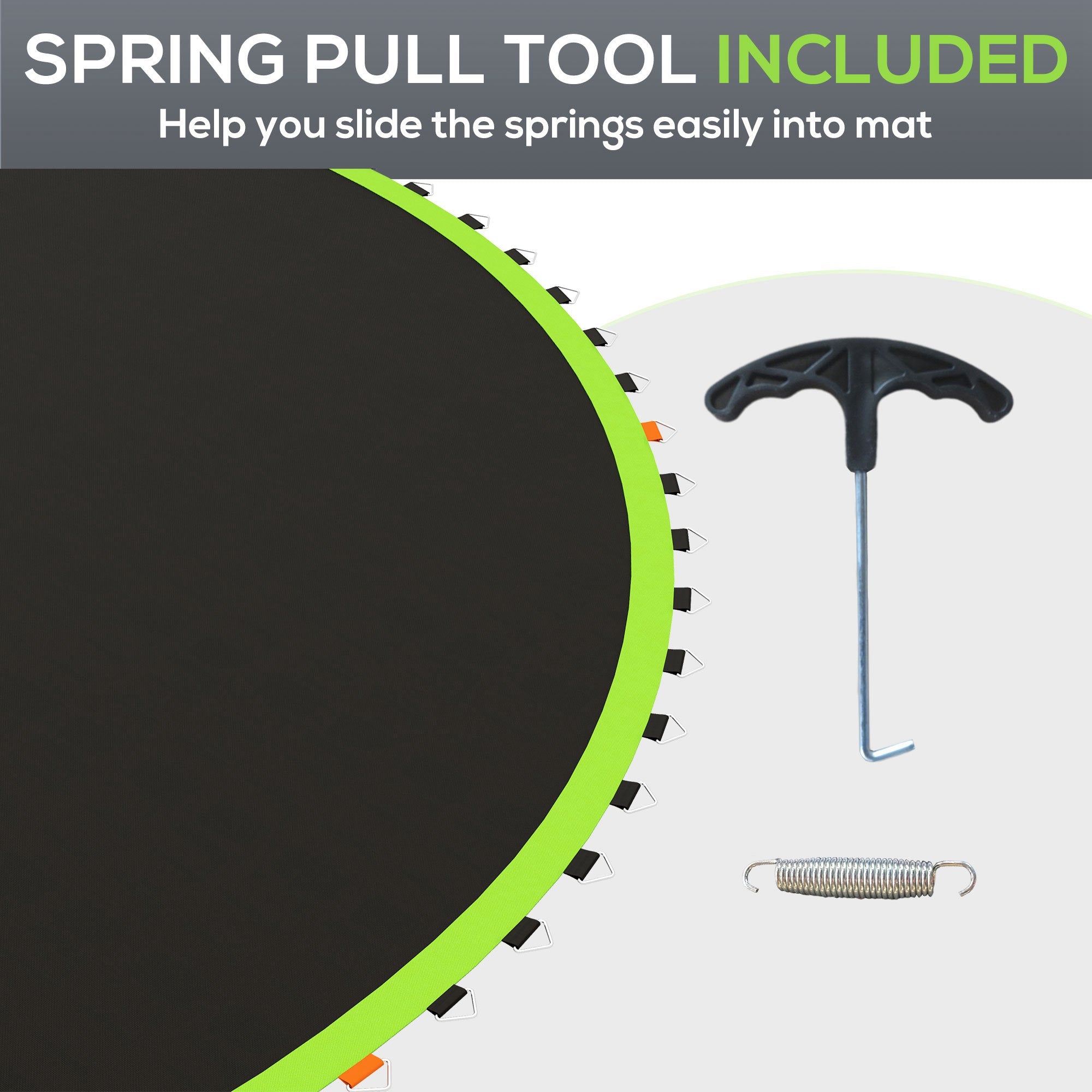 SPORTNOW Replacement Trampoline Mat with Spring Pull Tool, 72 V-Hooks, for 12ft Trampoline using 14cm Springs, Green 
