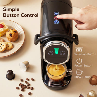 HOMCOM Pod Coffee Machine for Nespresso, Dolce Gusto Capsule & Ground Coffee, Small Semi Automatic Coffee Maker, 19 Bar, 0.6L 