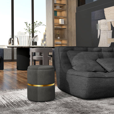 HOMCOM Velvet-Feel Storage Ottoman - Grey 