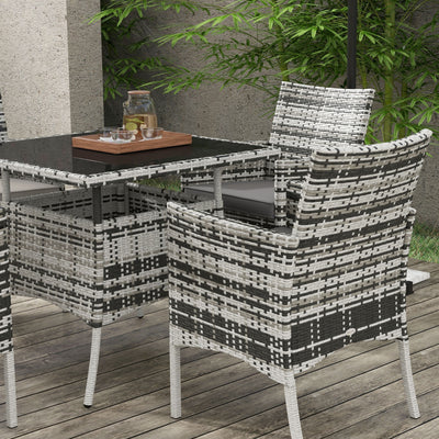 Outsunny Five-Pieces Rattan Dining Set - Mixed Grey 