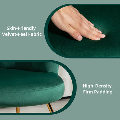 HOMCOM Velvet-Feel Lotus Petal Accent Chair - Green 