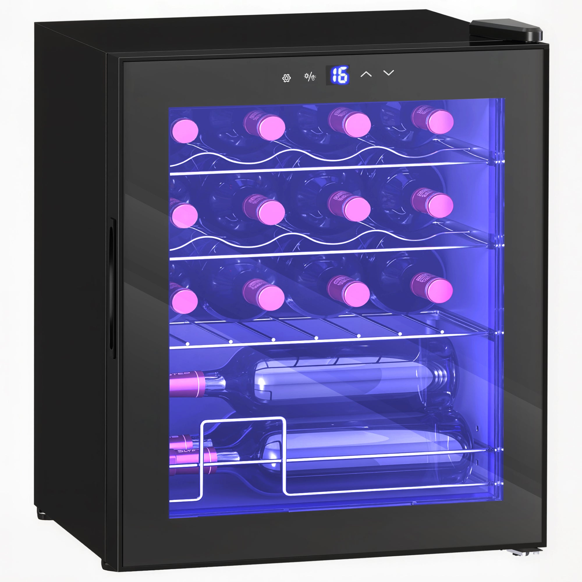 HOMCOM 42L 16-Bottle Wine Cooler Fridge - Black 