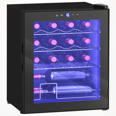 HOMCOM 42L 16-Bottle Wine Cooler Fridge - Black 