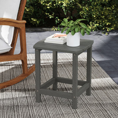 Outsunny Outdoor Side Table, Garden Coffee Table, All-Weather Adirondack Side Table for Garden, Beach, Indoor Outdoor, Grey 