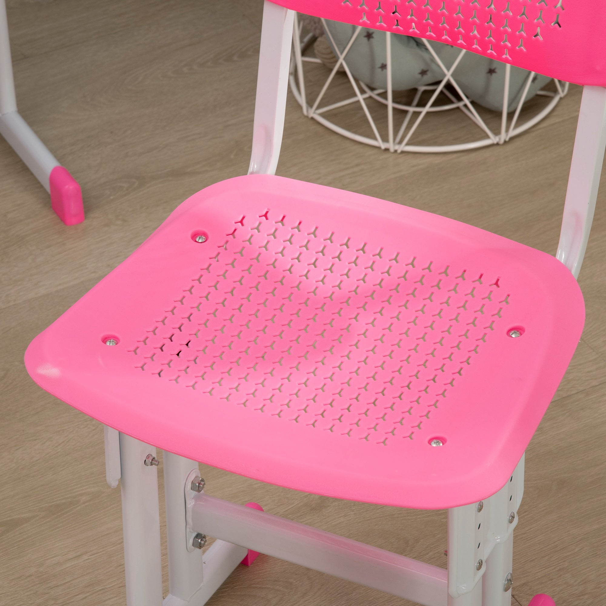 HOMCOM Kids Adjustable Desk and Chair Set, Book Stand, Pen Slot - Pink 