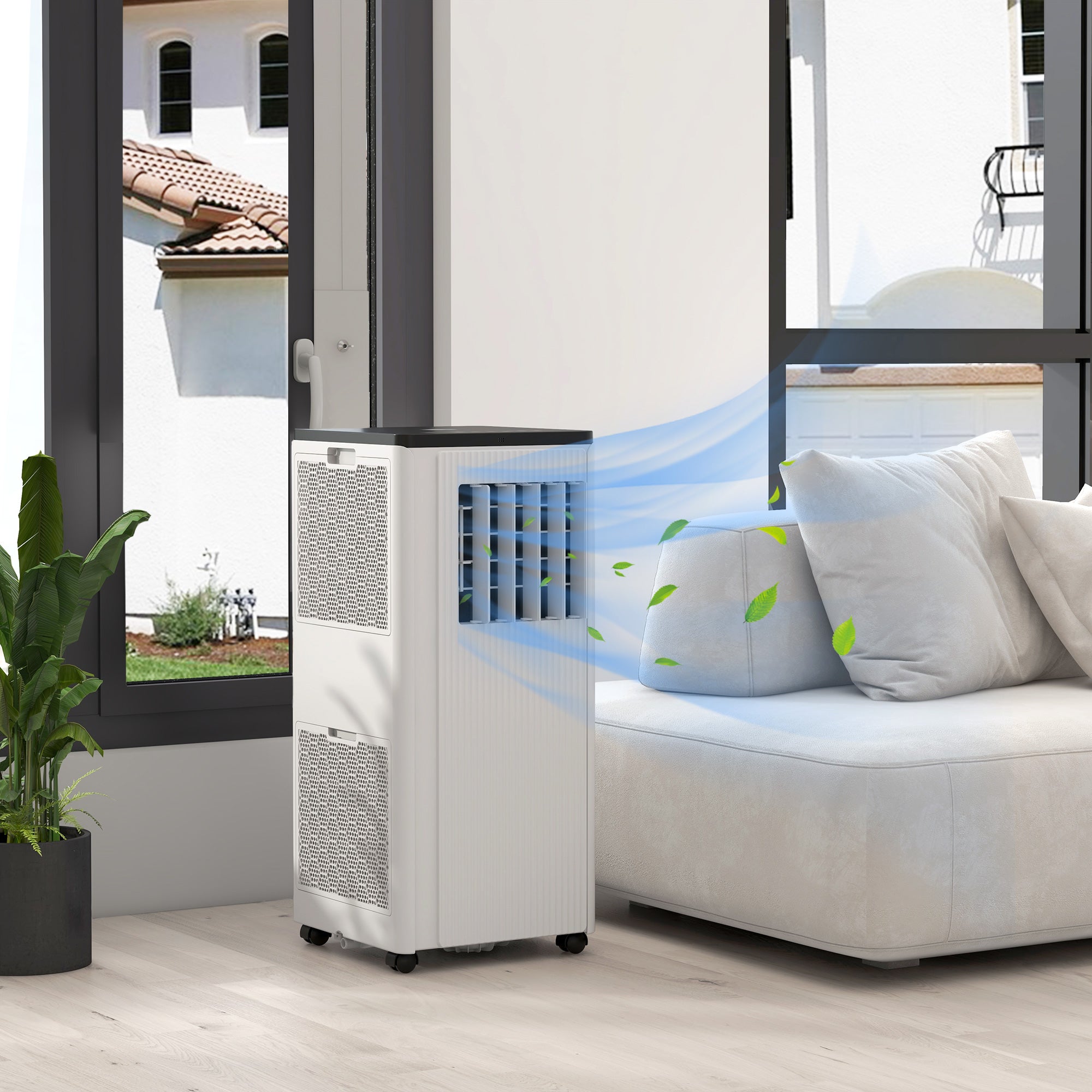 HOMCOM 7,000 BTU App-Controlled Mobile Air Conditioner, 15m\'c2\'b2 Radius - White