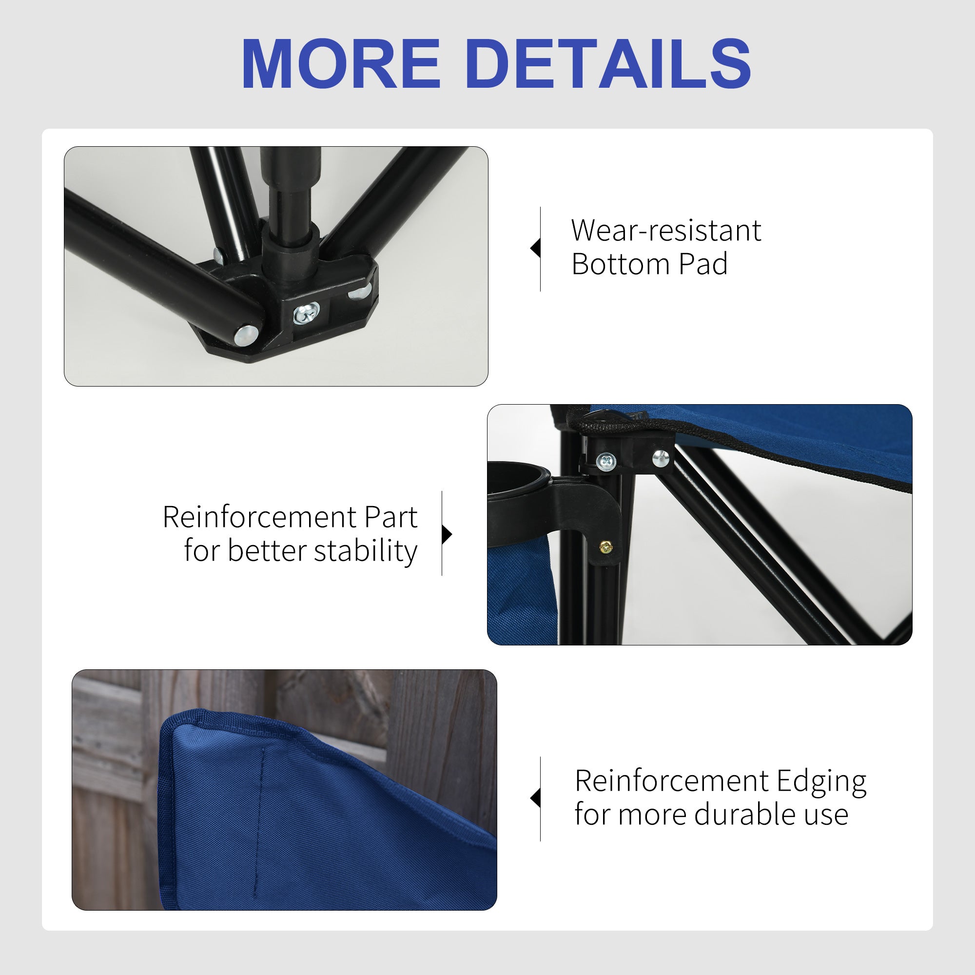 Outsunny 6 Seater Folding Camping Chair with Cup Holder & Carry Bag - Blue 