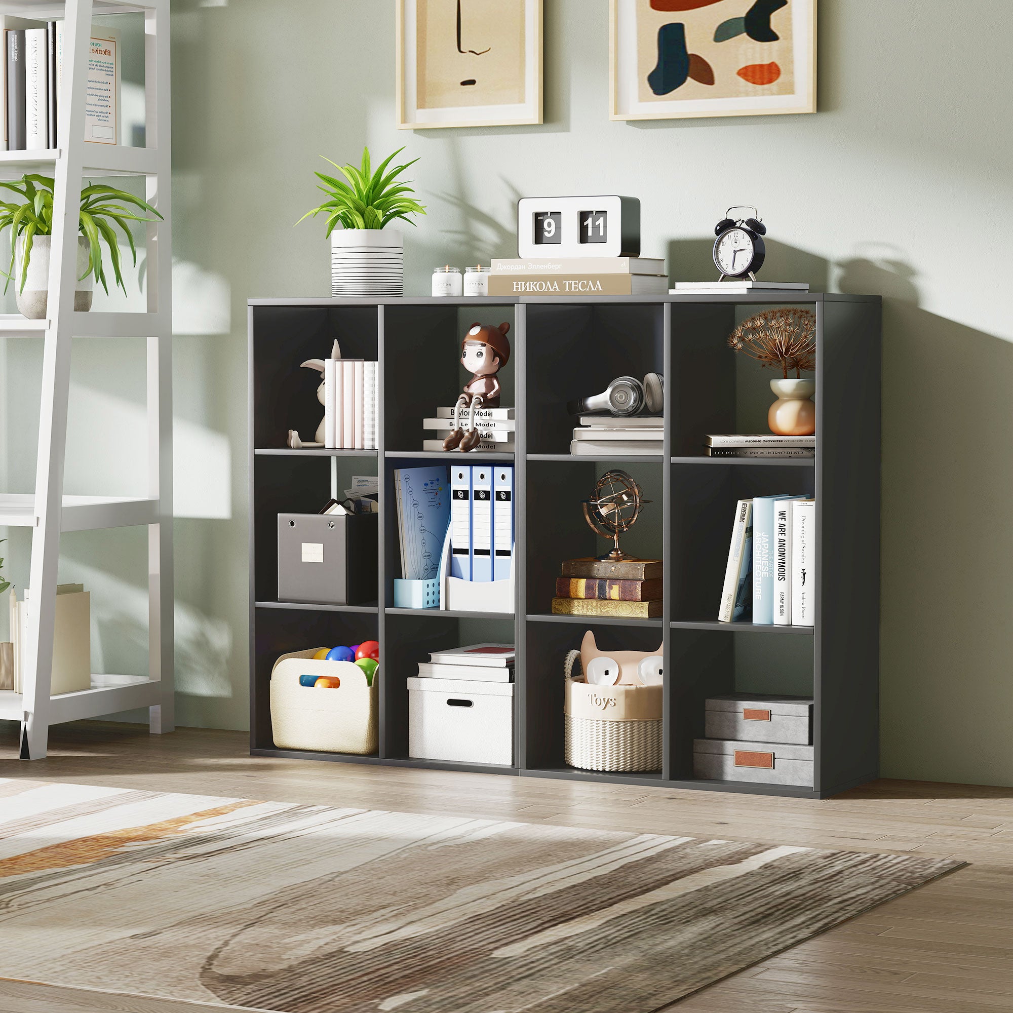 HOMCOM 6-Cube Bookshelf - Black 