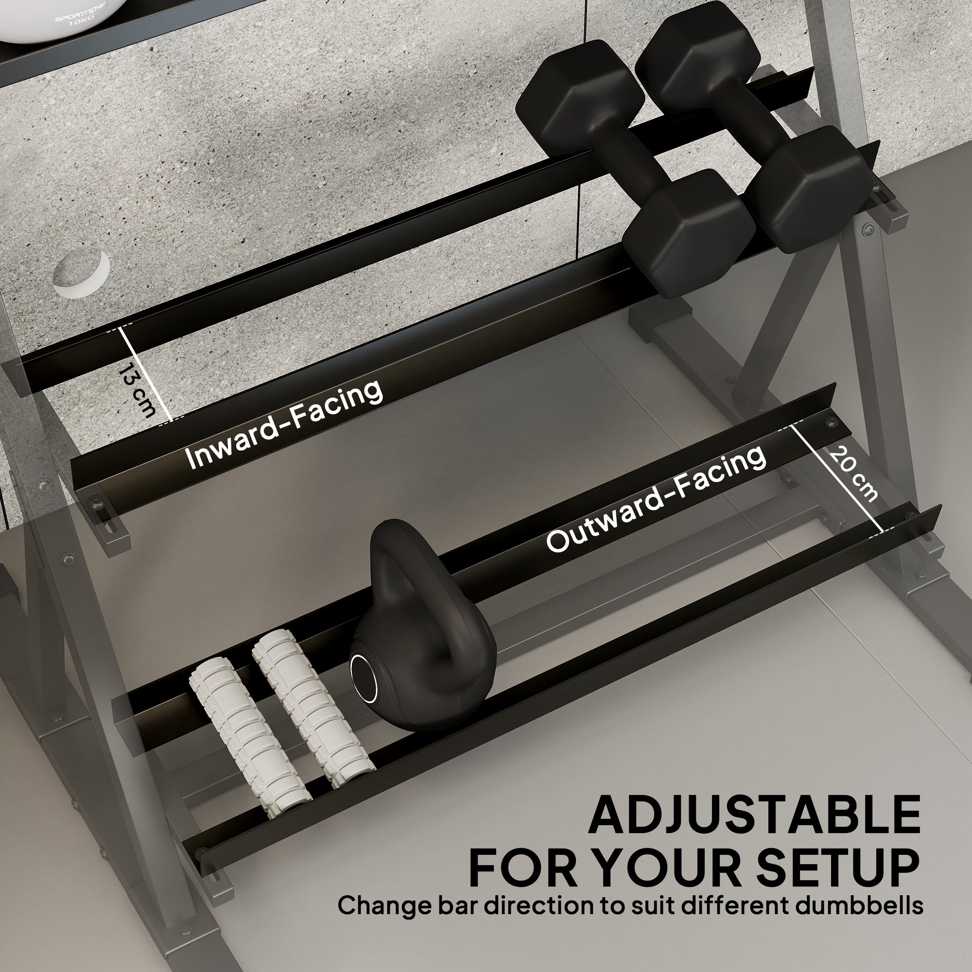 SPORTNOW 3-Tier Adjustable Dumbbell Rack, Heavy-Duty Weight Rack for Dumbbells, Kettlebells and Multiple Balls, Space-Saving Weight Storage Stand for Home Gym, 200 KG Capacity 