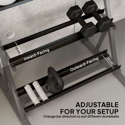 SPORTNOW 3-Tier Adjustable Dumbbell Rack, Heavy-Duty Weight Rack for Dumbbells, Kettlebells and Multiple Balls, Space-Saving Weight Storage Stand for Home Gym, 200 KG Capacity 