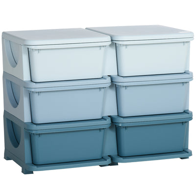 HOMCOM Kids Storage Unit, with Six Drawers - Blue 
