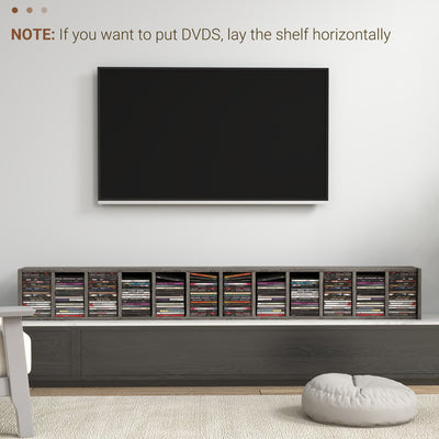 HOMCOM Set of Two 102 CD Storage Units - Dark Wood-Effect 