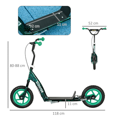 AIYAPLAY Kids Scooter with Adjustable Handlebar, Children's Kick Scooter with Non-slip Footplate, Rear Brake, Kickstand, Green 