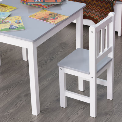 HOMCOM Kids Table and Chair Set 3 Pieces Toddler Preschoolers Desk with 2 Chairs for Indoor Study Rest Snack Time Grey 