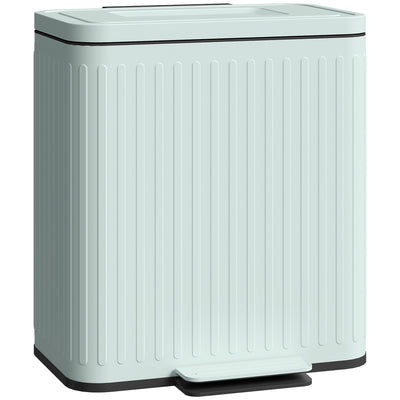 HOMCOM 40L Dual Compartment Rubbish Bin, with Soft-Close Lid - Green 