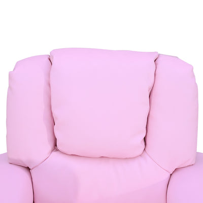 HOMCOM Kids Recliner Chair, PU Leather with Adjustable Backrest, Footrest, Padded Headrest, Pink 