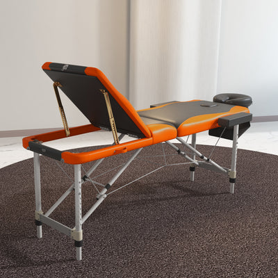 HOMCOM Foldable Massage Table Professional Salon SPA Facial Couch Bed Black and Orange 