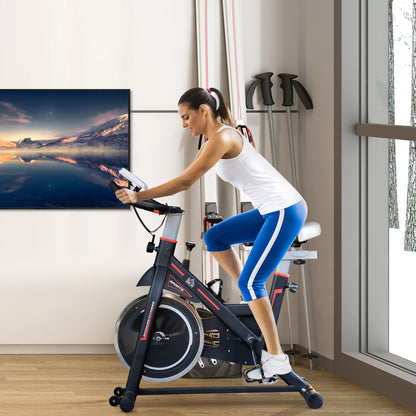 HOMCOM Exercise Bike, Indoor Cycling, with LCD Display, Heart Rate, Sensor - Black 