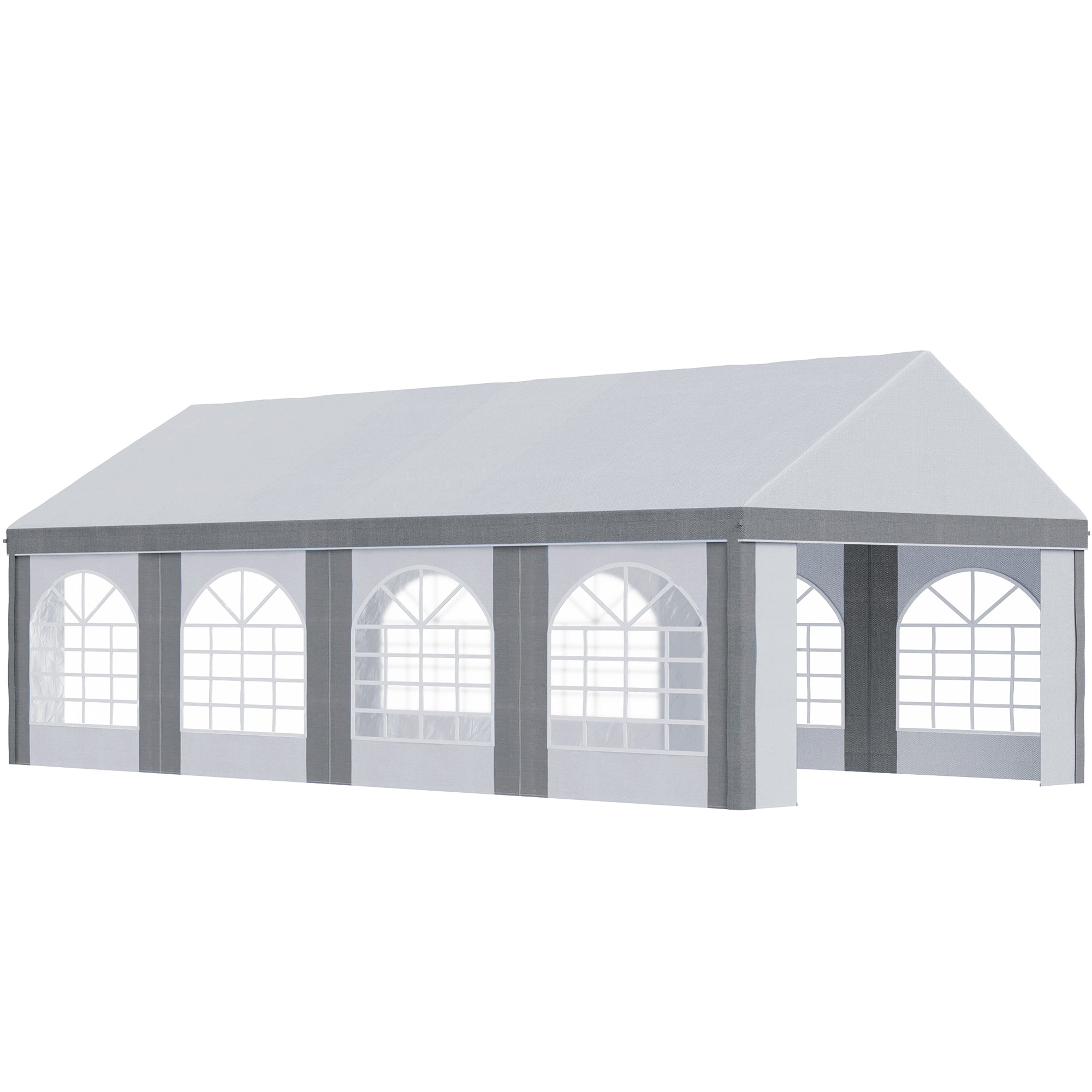 Outsunny 8 x 4m Galvanised Party Tent, Marquee Gazebo with Sides, Eight Windows and Double Doors, for Parties, Wedding and Events 