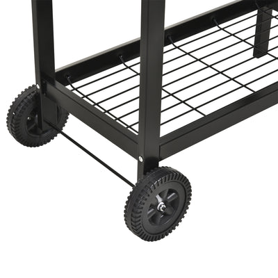 Outsunny Steel 2-Grill Charcoal BBQ w/ Wheels Black 