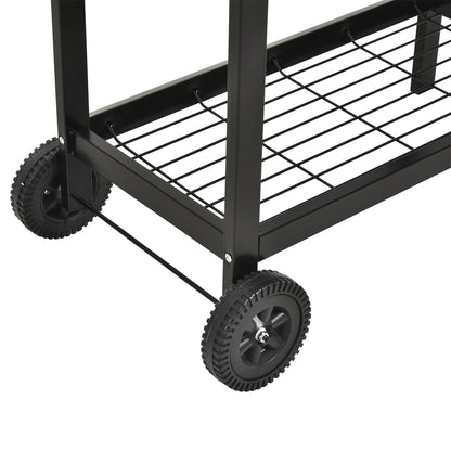 Outsunny Steel 2-Grill Charcoal BBQ w/ Wheels Black 