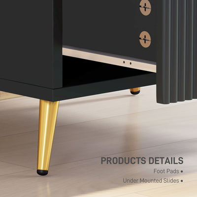 HOMCOM Elegant Two-Drawer Bedside Table Set of 2 - Black 