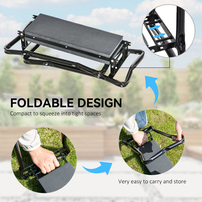 Outsunny 2 In 1 Garden Kneeler Seat Kneeling Pad Support Bench Foldable Knee Protector, Grey 