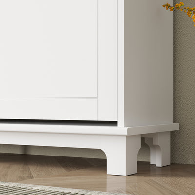 HOMCOM Narrow Shoe Storage Cabinet, Slim Shoe Cabinet with 4 Flip Drawers, Adjustable Shelves for 16 Pairs of Shoes, White 