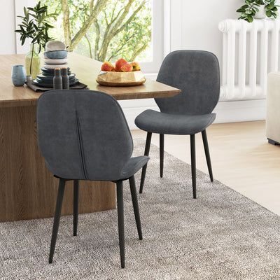 HOMCOM Velvet Dining Chairs, Set of 2 Dining Room Chairs with Metal Legs for Living Room, Dining Room, Grey 