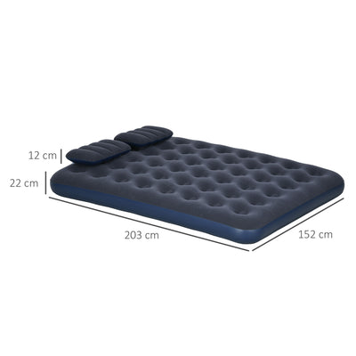 Outsunny Inflatable King Size Air Bed, with Built-In Hand Pump - Blue 