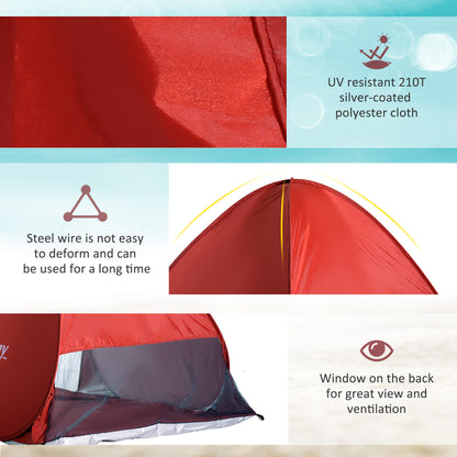 Outsunny Pop-up Portable Beach Tent-Red 
