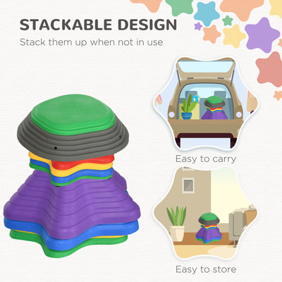 ZONEKIZ Kids Stepping Stones, 11 Pieces Balance River Stones for Obstacle Course, Stackable Non-Slip Starfish Shape, Sensory Play for Indoors, Outdoors 