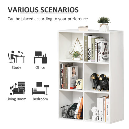 HOMCOM Six-Cube Bookcase - White Wood Effect 