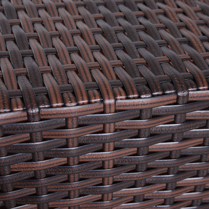 Outsunny Rattan Outdoor Coffee Table, Wicker Garden Patio Bistro Side Table with Umbrella Hole and Storage Space for Balcony, Porch, Brown 